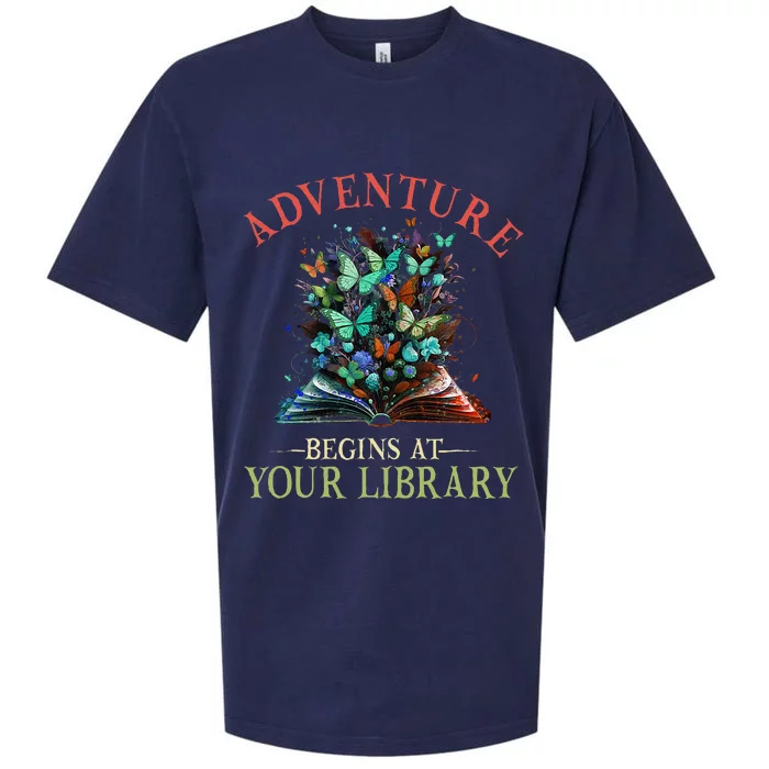 Adventure Begins At Your Library Summer Reading 2024 Flowers Sueded Cloud Jersey T-Shirt