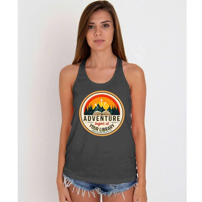 Adventure Begins At Your Library Summer Reading 2024 Women's Knotted Racerback Tank