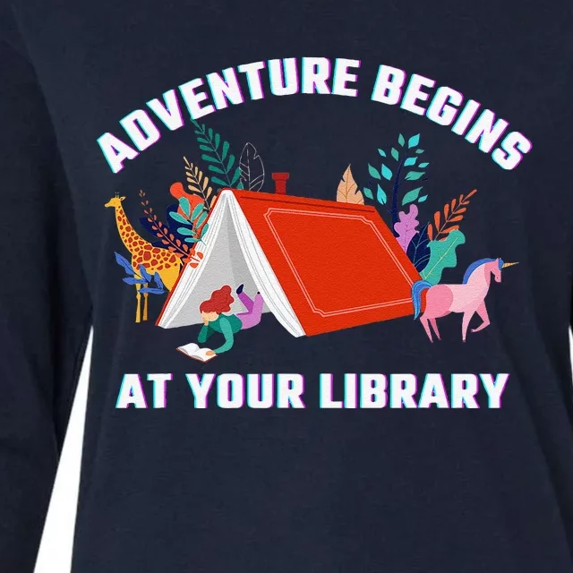 Adventure Begins At Your Library Summer Reading 2024 Womens Cotton Relaxed Long Sleeve T-Shirt