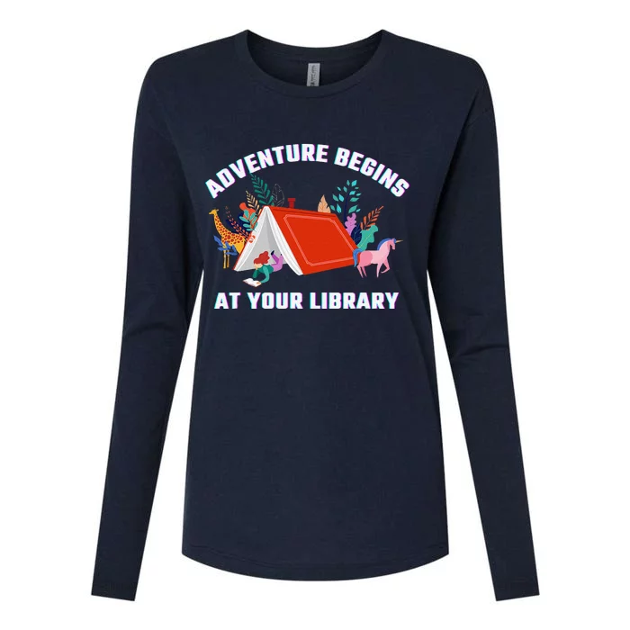 Adventure Begins At Your Library Summer Reading 2024 Womens Cotton Relaxed Long Sleeve T-Shirt