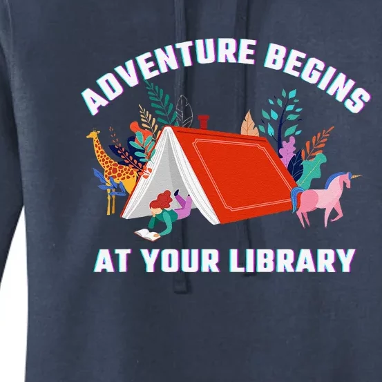 Adventure Begins At Your Library Summer Reading 2024 Women's Pullover Hoodie