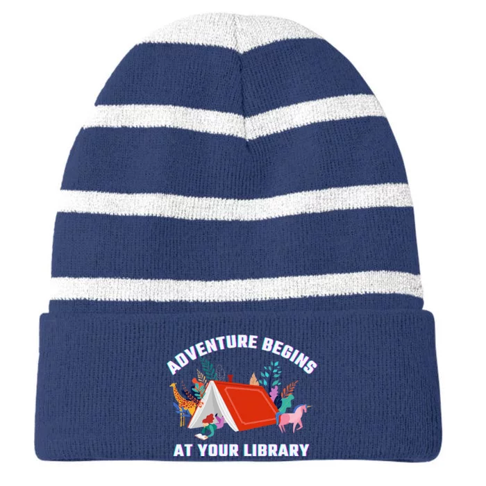 Adventure Begins At Your Library Summer Reading 2024 Striped Beanie with Solid Band