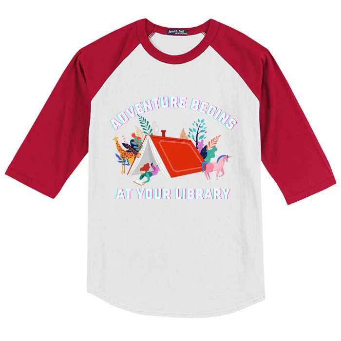 Adventure Begins At Your Library Summer Reading 2024 Kids Colorblock Raglan Jersey