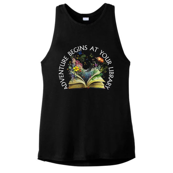 Adventure Begins At Your Library Summer Reading 2024 Ladies Tri-Blend Wicking Tank