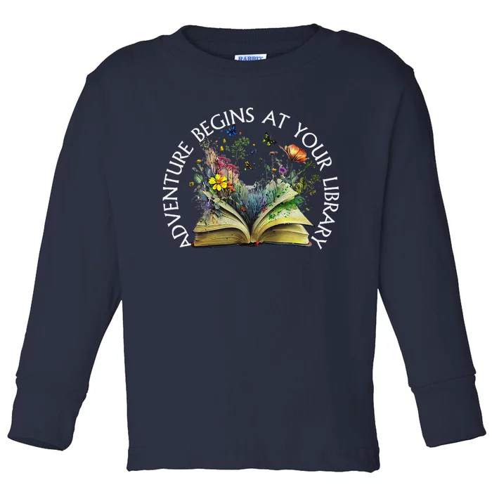 Adventure Begins At Your Library Summer Reading 2024 Toddler Long Sleeve Shirt