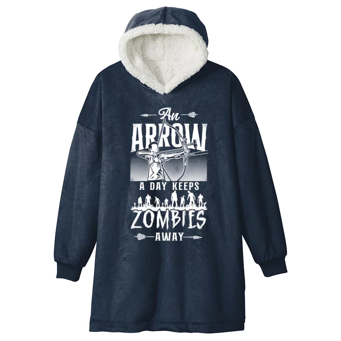 Archery Bow Archer Vintage An Arrow A Day Keeps Zombies Away Cool Gift Hooded Wearable Blanket