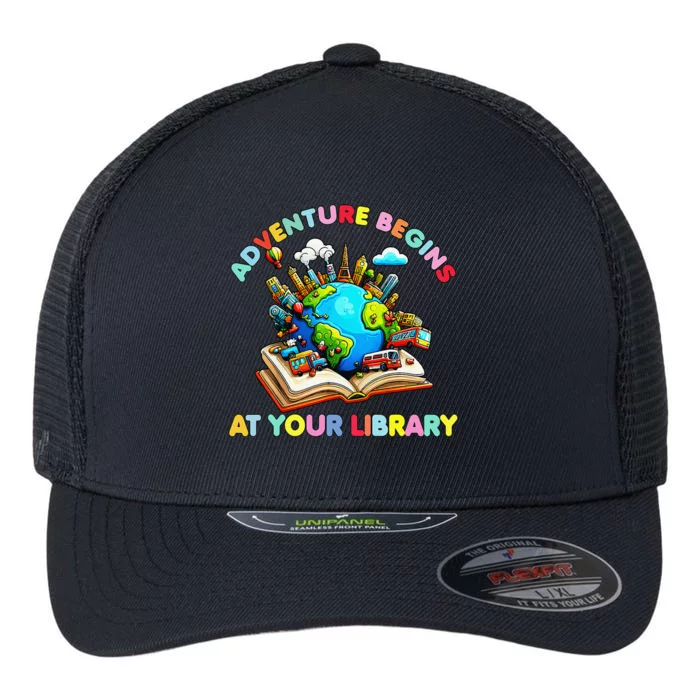 Adventure Begins At Your Library Summer Reading 2024 Earth Flexfit Unipanel Trucker Cap