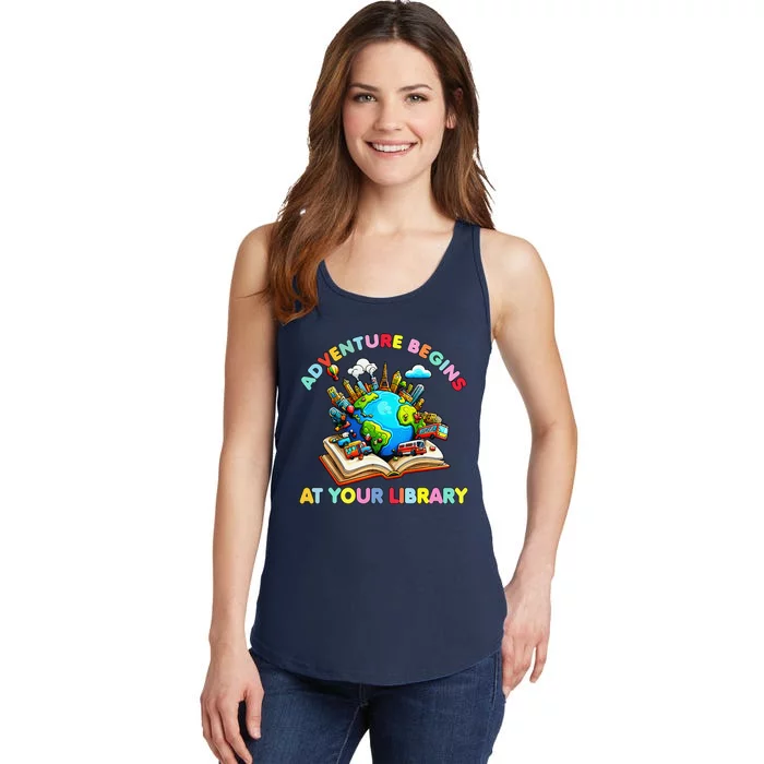 Adventure Begins At Your Library Summer Reading 2024 Earth Ladies Essential Tank