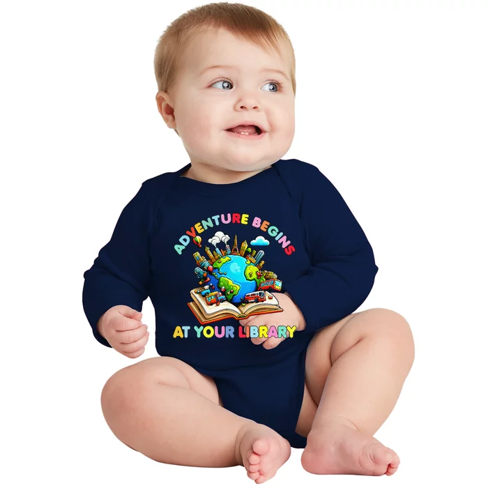 Adventure Begins At Your Library Summer Reading 2024 Earth Baby Long Sleeve Bodysuit