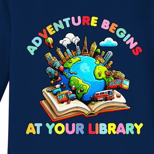 Adventure Begins At Your Library Summer Reading 2024 Earth Baby Long Sleeve Bodysuit