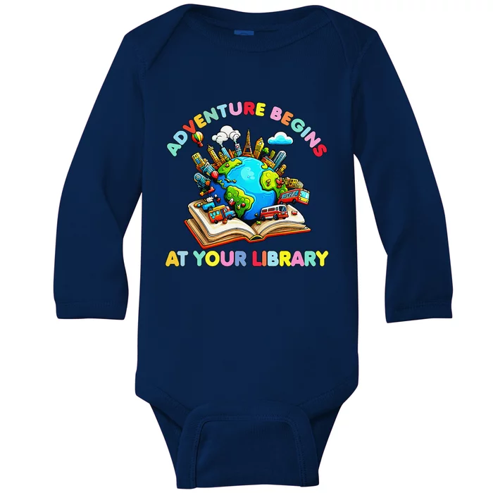 Adventure Begins At Your Library Summer Reading 2024 Earth Baby Long Sleeve Bodysuit