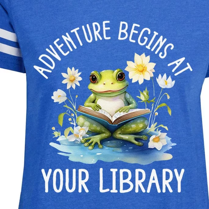 Adventure Begins At Your Library Summer Reading Program 2024 Enza Ladies Jersey Football T-Shirt