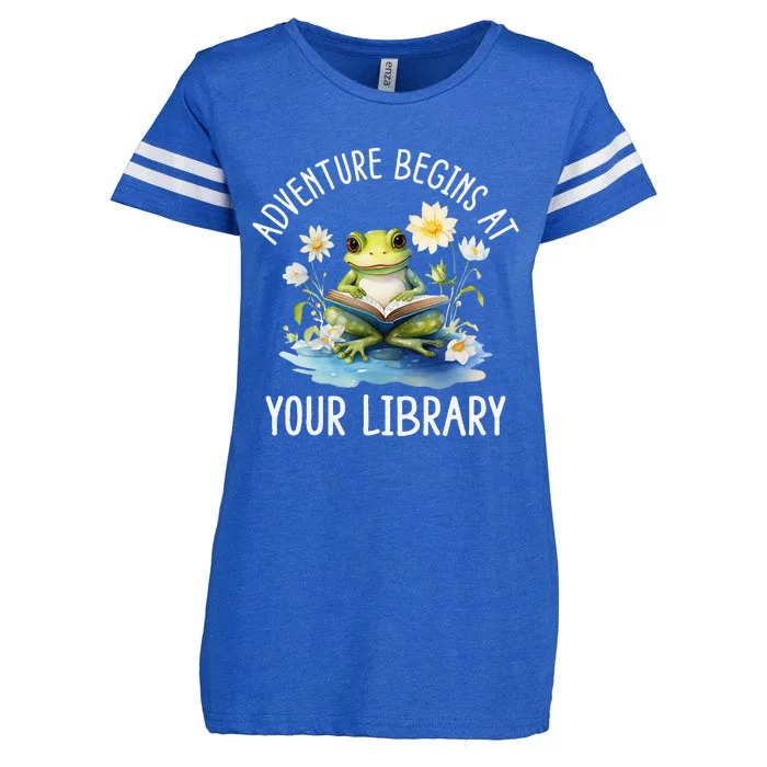 Adventure Begins At Your Library Summer Reading Program 2024 Enza Ladies Jersey Football T-Shirt