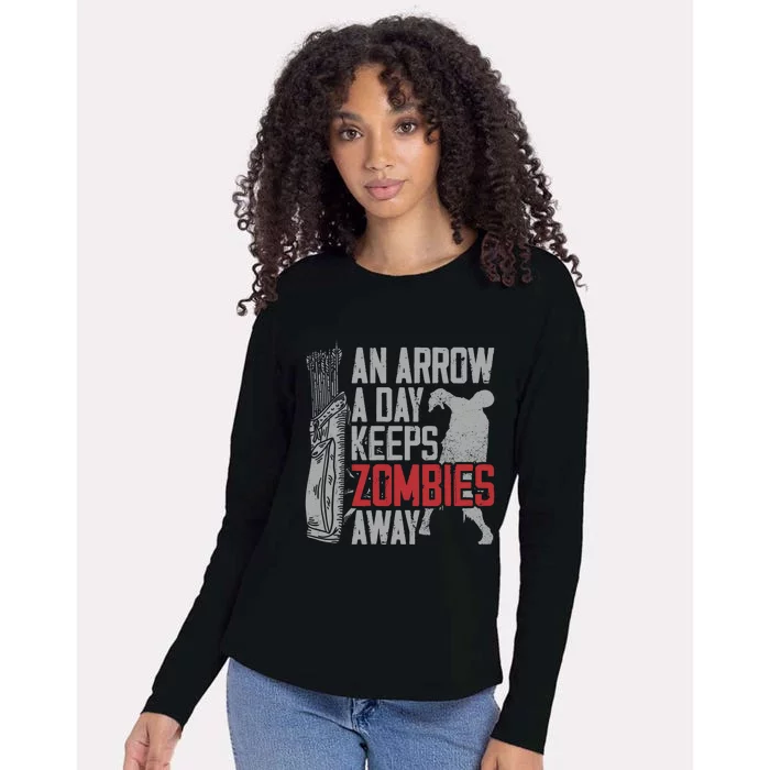 Archery Bow Archer Zombie Vintage An Arrow A Day Keeps Gift Womens Cotton Relaxed Long Sleeve T-Shirt