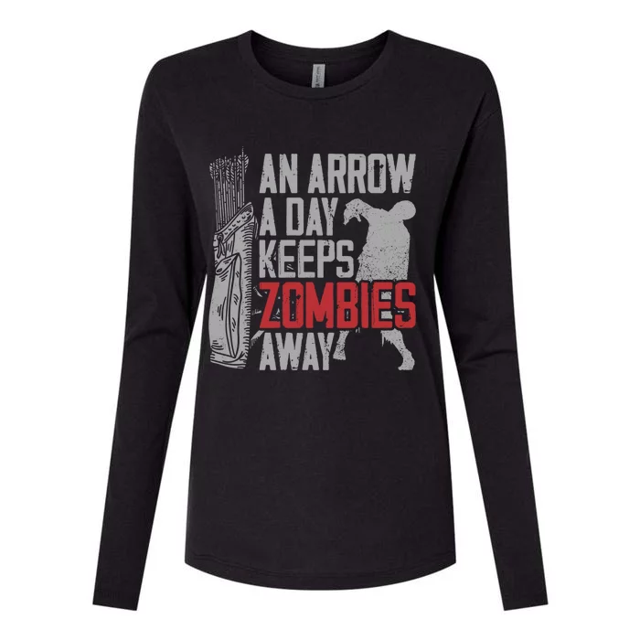 Archery Bow Archer Zombie Vintage An Arrow A Day Keeps Gift Womens Cotton Relaxed Long Sleeve T-Shirt