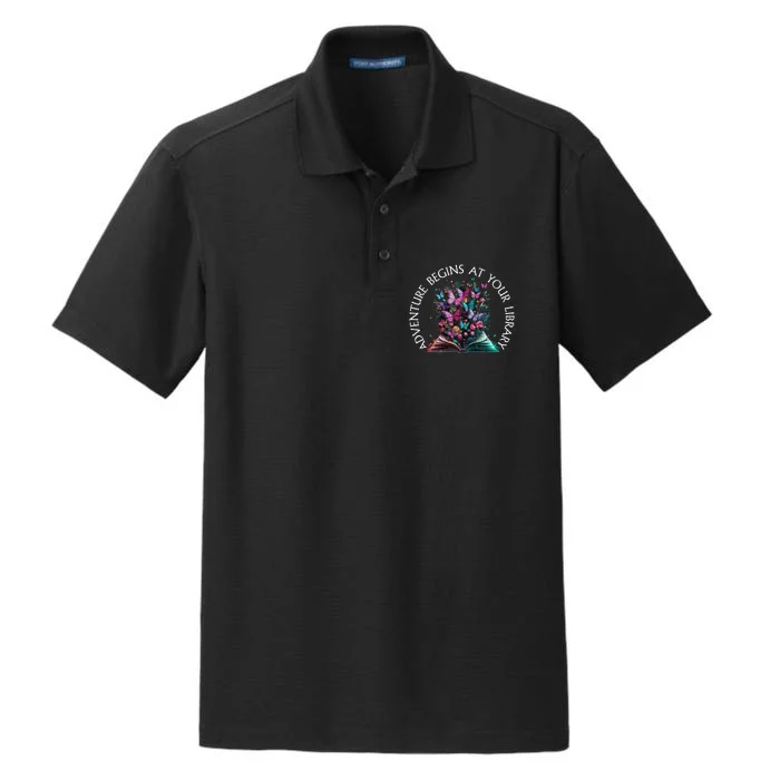 Adventure Begins At Your Library Summer Reading 2024 Gift Dry Zone Grid Performance Polo