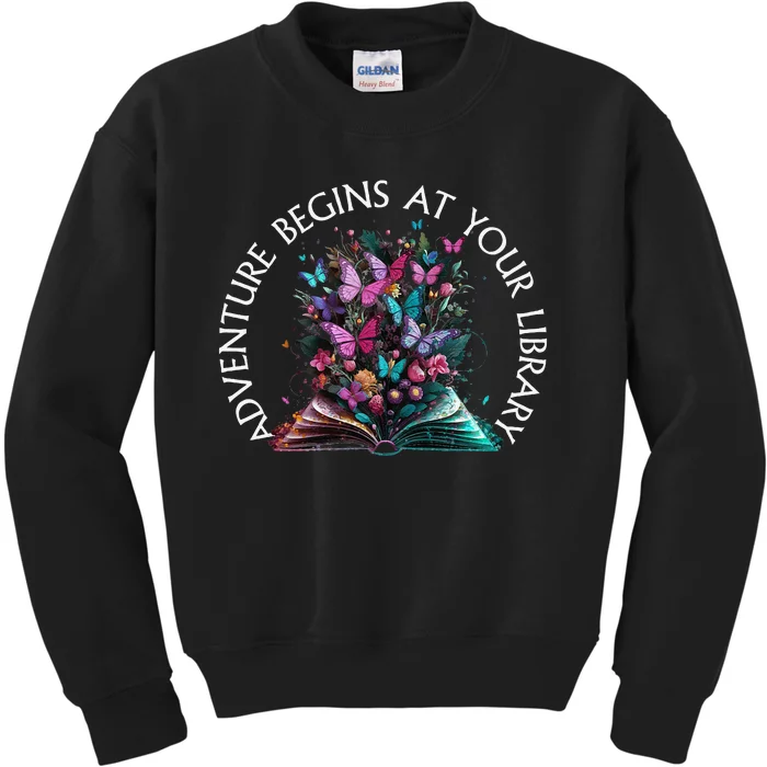 Adventure Begins At Your Library Summer Reading 2024 Gift Kids Sweatshirt