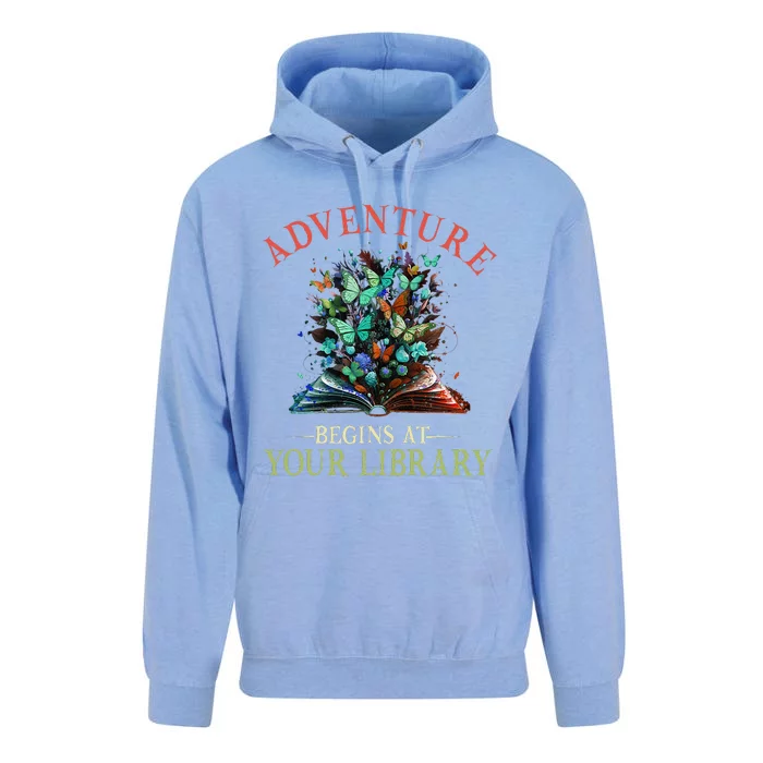 Adventure Begins At Your Library Summer Reading 2024 Flowers Unisex Surf Hoodie