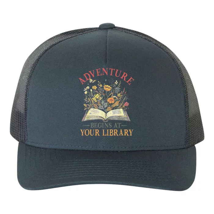 Adventure Begins At Your Library Summer Reading 2024 Flowers Yupoong Adult 5-Panel Trucker Hat