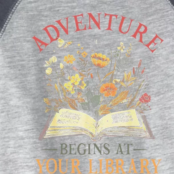 Adventure Begins At Your Library Summer Reading 2024 Flowers Toddler Fine Jersey T-Shirt