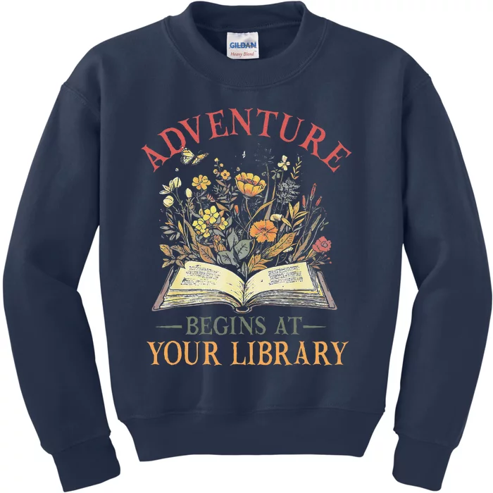 Adventure Begins At Your Library Summer Reading 2024 Flowers Kids Sweatshirt