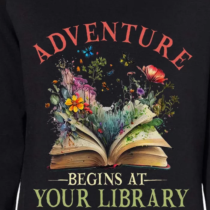 Adventure Begins At Your Library Summer Reading 2024 Flowers Womens California Wash Sweatshirt