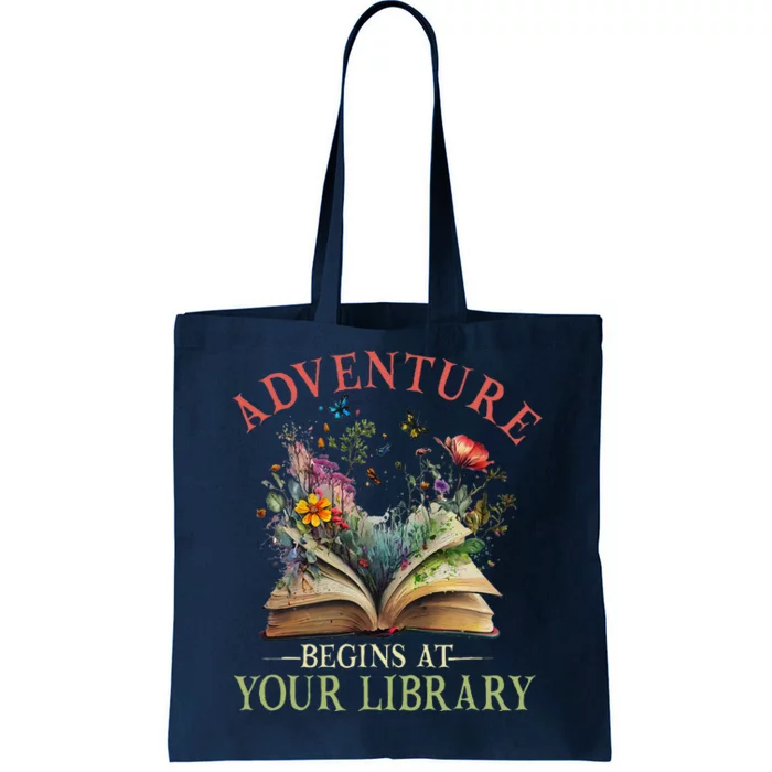 Adventure Begins At Your Library Summer Reading 2024 Flowers Tote Bag