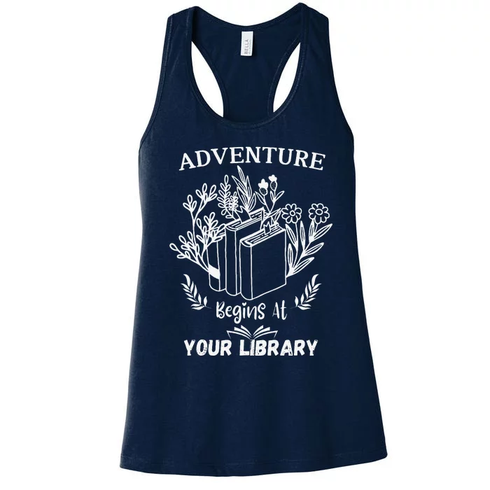 Adventure Begins At Your Library Summer Reading Women's Racerback Tank