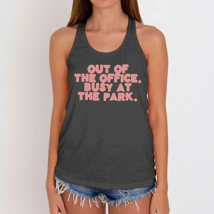 Adelaidesfort Busy At The Park Women's Knotted Racerback Tank