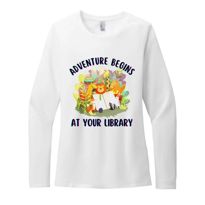 Adventure Begins At Your Library Summer Reading 2024 Animals Womens CVC Long Sleeve Shirt