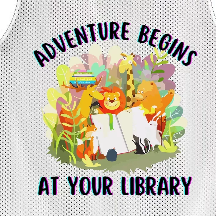 Adventure Begins At Your Library Summer Reading 2024 Animals Mesh Reversible Basketball Jersey Tank