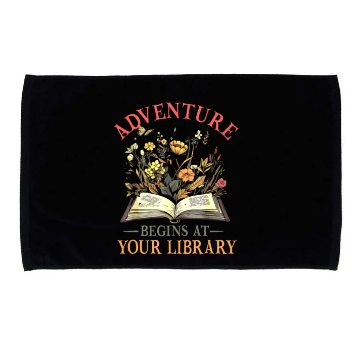 Adventure Begins At Your Library Summer Reading 2024 Flowers Microfiber Hand Towel