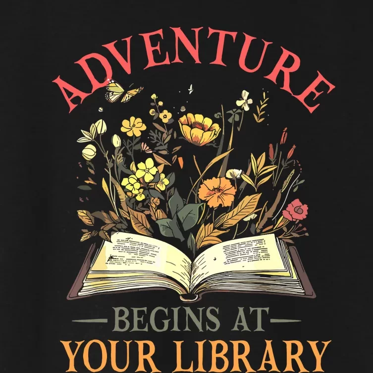 Adventure Begins At Your Library Summer Reading 2024 Flowers Women's Crop Top Tee