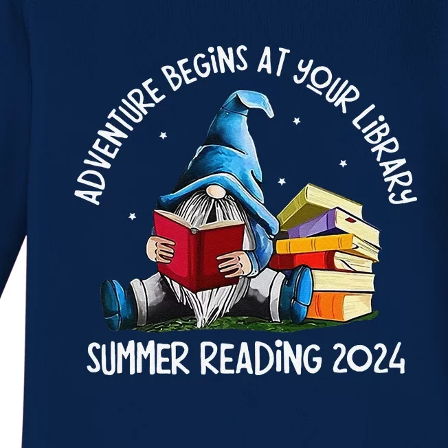 Adventure Begins At Your Library Summer Reading 2024 Gnome Baby Long Sleeve Bodysuit