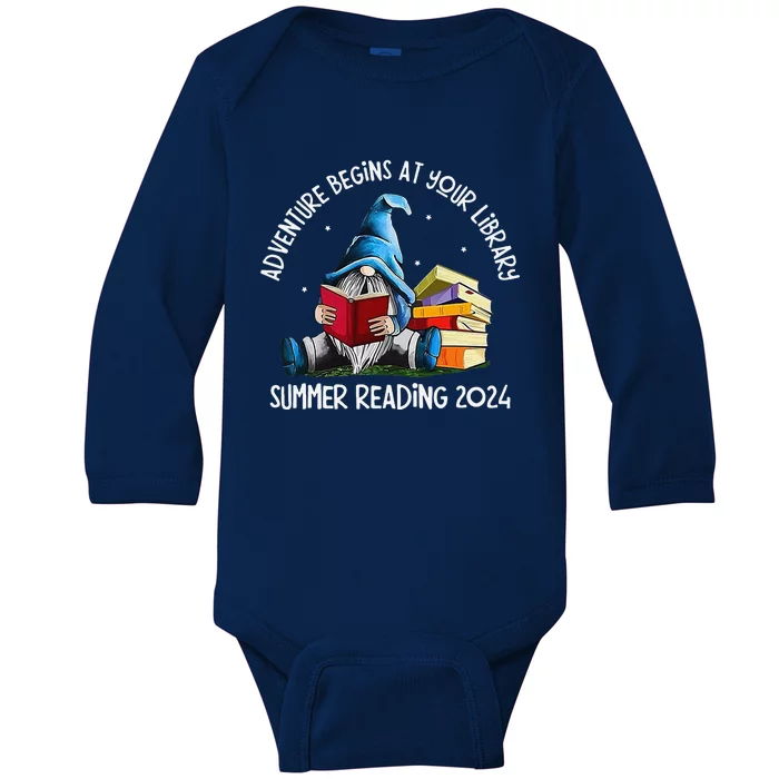 Adventure Begins At Your Library Summer Reading 2024 Gnome Baby Long Sleeve Bodysuit