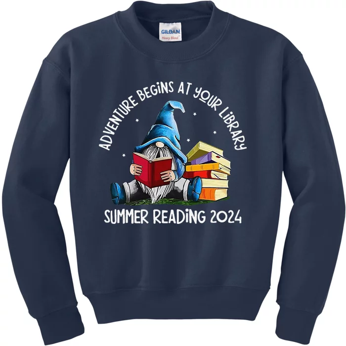 Adventure Begins At Your Library Summer Reading 2024 Gnome Kids Sweatshirt