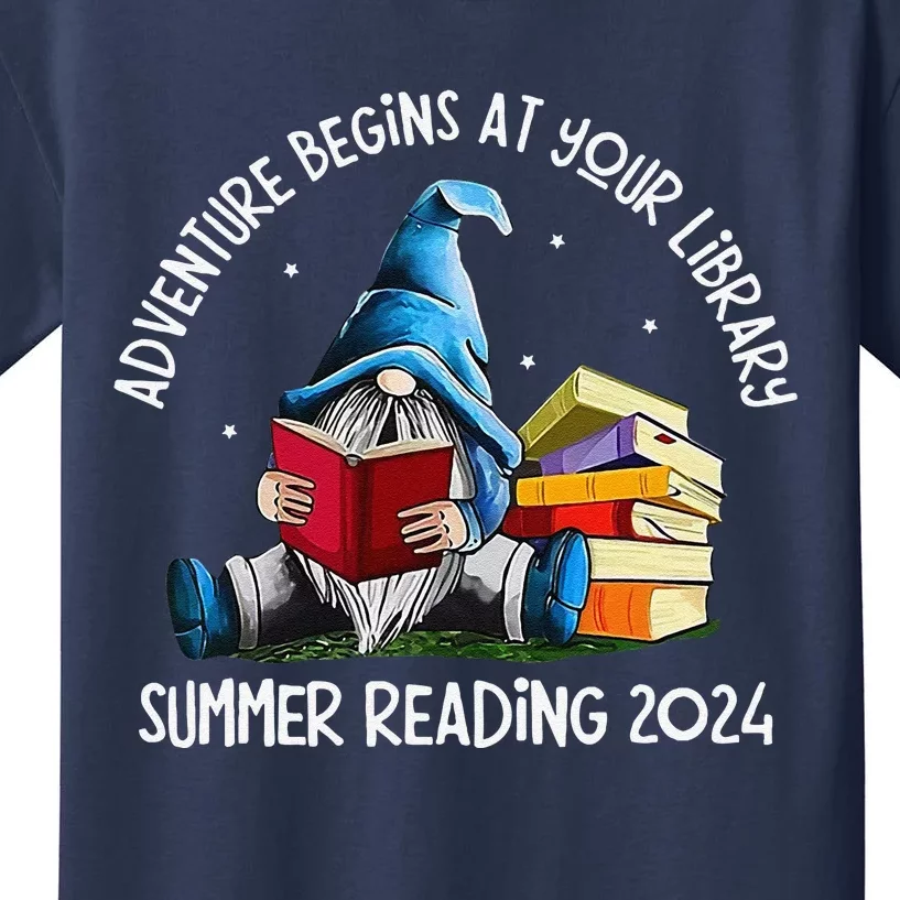 Adventure Begins At Your Library Summer Reading 2024 Gnome Kids T-Shirt