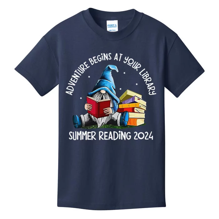 Adventure Begins At Your Library Summer Reading 2024 Gnome Kids T-Shirt