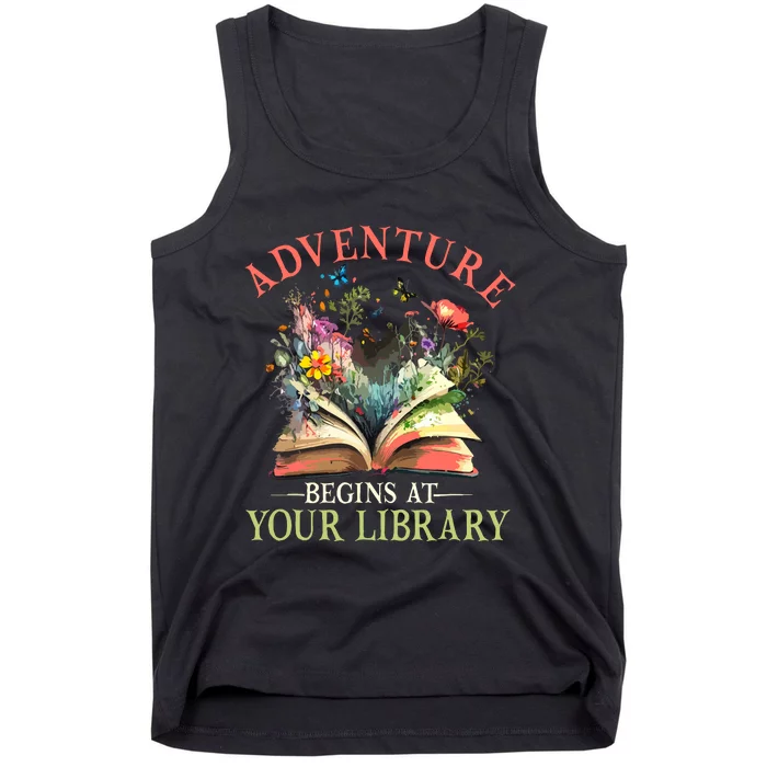 Adventure Begins At Your Library Summer Reading 2024 Flowers Tank Top