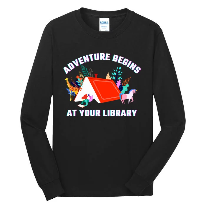 Adventure Begins At Your Library Summer Reading 2024 Tall Long Sleeve T-Shirt