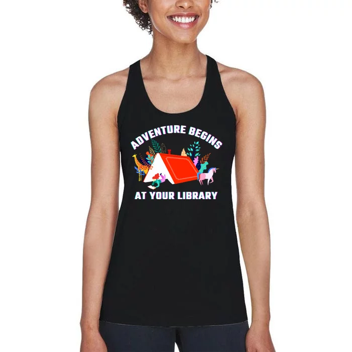 Adventure Begins At Your Library Summer Reading 2024 Women's Racerback Tank