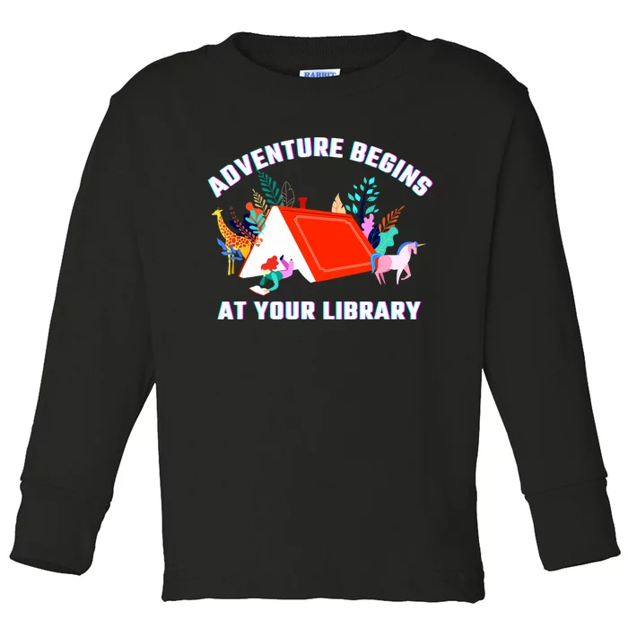 Adventure Begins At Your Library Summer Reading 2024 Toddler Long Sleeve Shirt