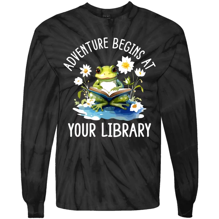 Adventure Begins At Your Library Summer Reading Program 2024 Tie-Dye Long Sleeve Shirt