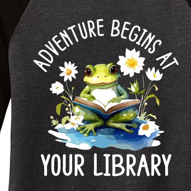 Adventure Begins At Your Library Summer Reading Program 2024 Women's Tri-Blend 3/4-Sleeve Raglan Shirt