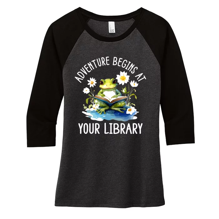 Adventure Begins At Your Library Summer Reading Program 2024 Women's Tri-Blend 3/4-Sleeve Raglan Shirt