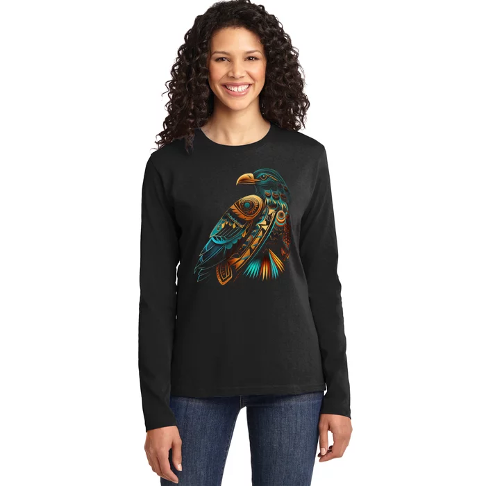 Amazon Bird American Indian Northwest Tribal Graphic Tees Ladies Long Sleeve Shirt