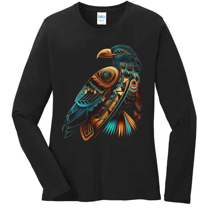 Amazon Bird American Indian Northwest Tribal Graphic Tees Ladies Long Sleeve Shirt