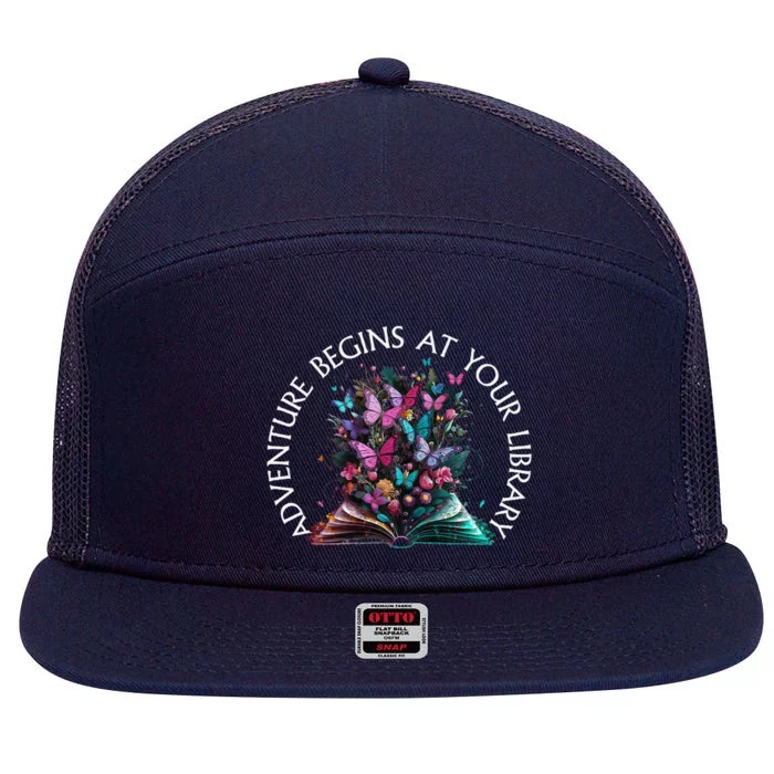 Adventure Begins At Your Library Summer Reading 2024 7 Panel Mesh Trucker Snapback Hat