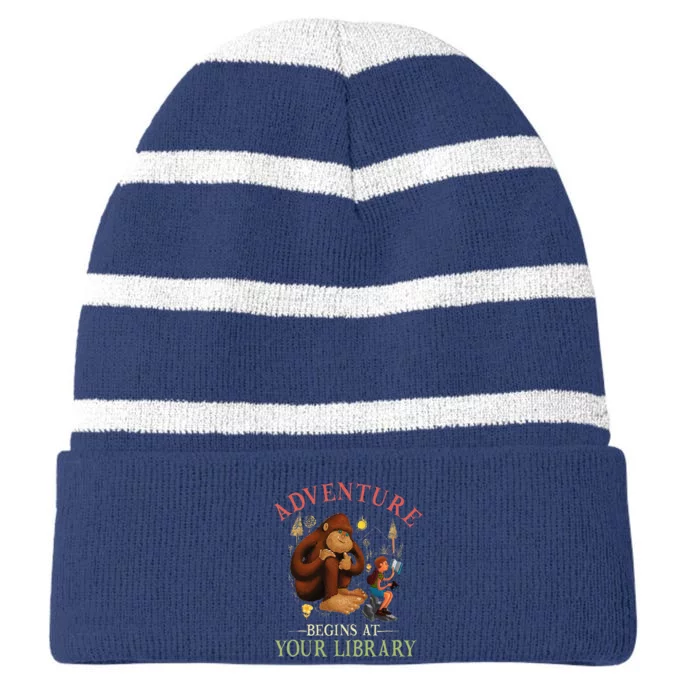 Adventure Begins At Your Library Summer Reading 2024 Striped Beanie with Solid Band