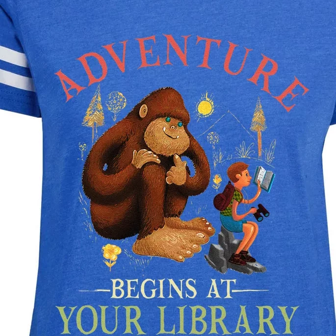 Adventure Begins At Your Library Summer Reading 2024 Enza Ladies Jersey Football T-Shirt